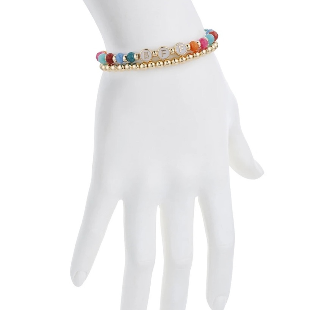 Unwritten Multi Color Quartz Bff Stone and Beaded Stretch Bracelet Set - Picture 3 of 6